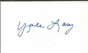 Yale Lary Signed 3x5 Index Card Lions