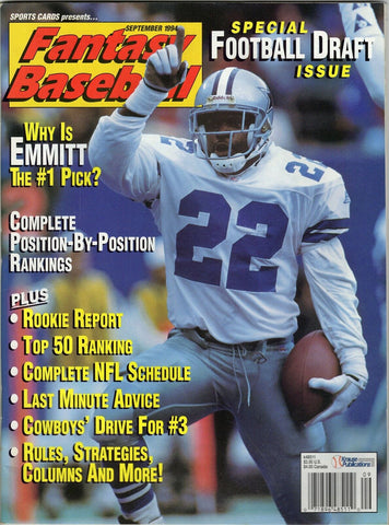 ORIGINAL Vintage 1993 Fantasy Baseball Magazine Emmitt Smith