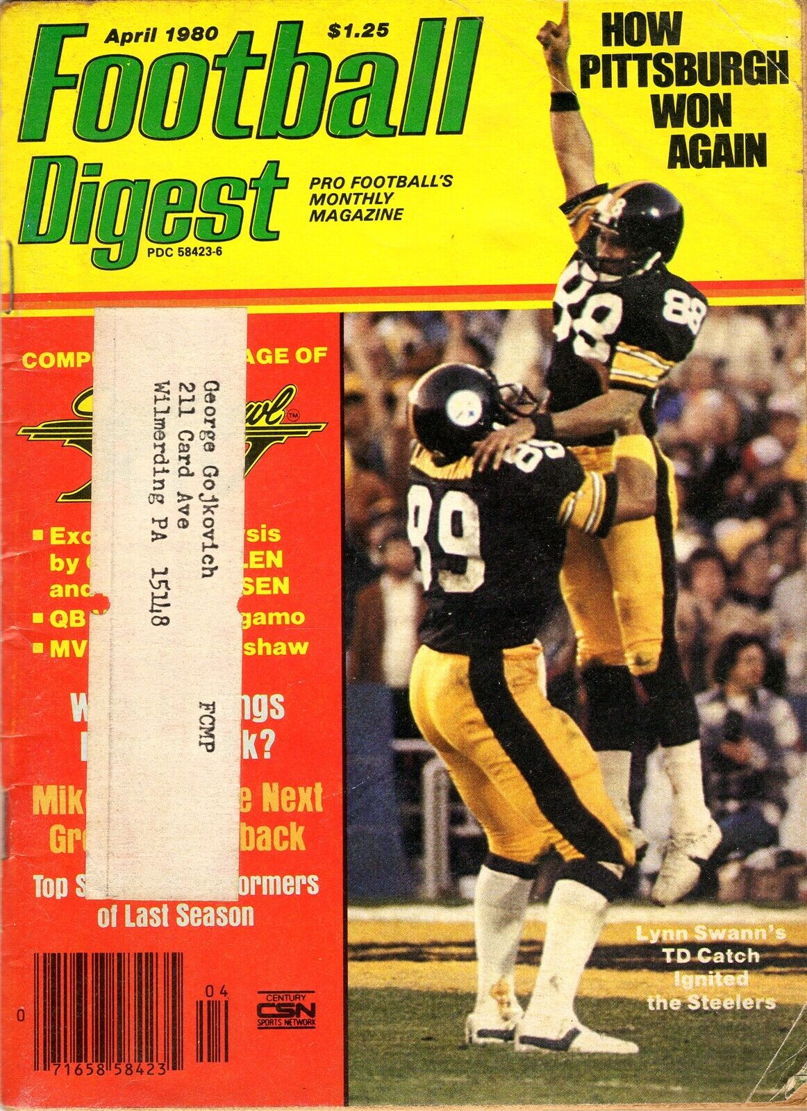 VINTAGE Apr 1980 Football Digest Magazine Lynn Swann Steelers