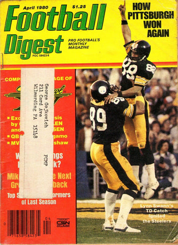 VINTAGE Apr 1980 Football Digest Magazine Lynn Swann Steelers