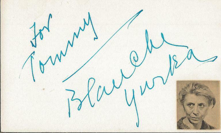 Blanche Yurka Signed 3x5 Index Card JSA A Tale of Two Cities