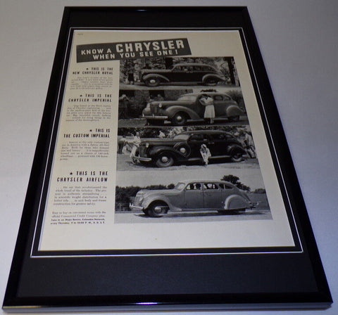 1937 Chrysler Royal / Airflow Framed 11x17 ORIGINAL Vintage Advertising Poster