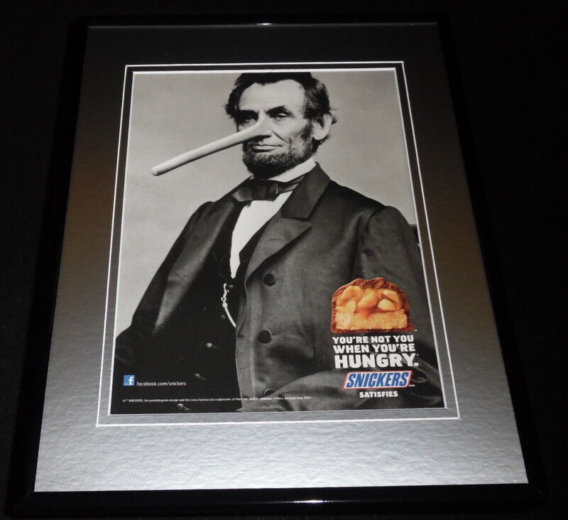 Abe Lincoln 2014 Snickers 11x14 Framed ORIGINAL Advertisement 