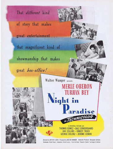 Night in Paradise 1946 ORIGINAL Vintage 9x12 Industry Ad Merle Oberon Turhan Bey