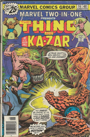 Marvel Two-in-One #16 ORIGINAL Vintage 1976 Marvel Comics Thing Ka-Zar