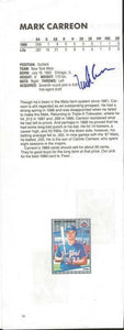 Mark Carreon Signed Baseball Book Page Mets