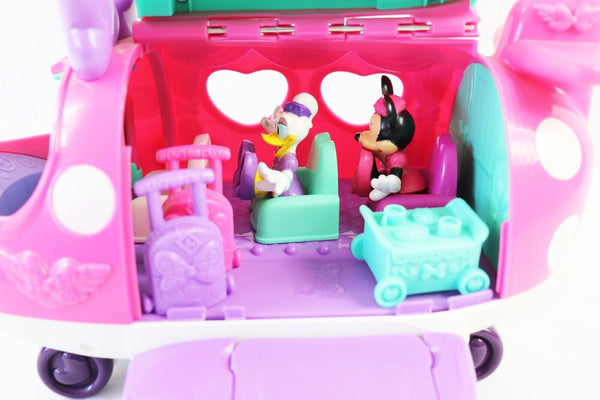 VINTAGE 2012 Disney Minnie Mouse Bowtique Jet Airplane w/ figures