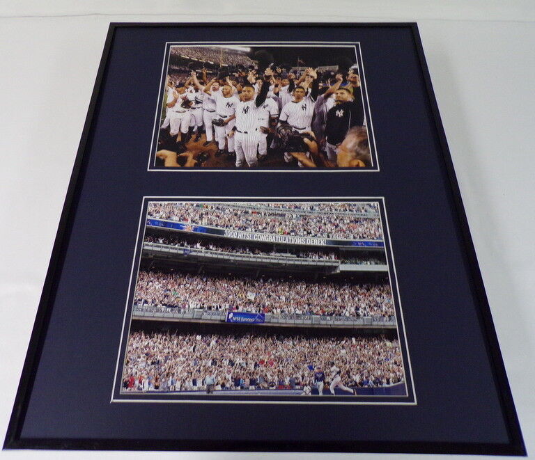 Derek Jeter Framed 16x20 3000th Hit & Crowd Salute Photo Display Yankees