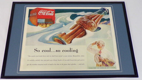 1937 Coca Cola So Cooling Framed 11x17 ORIGINAL Vintage Advertising Poster