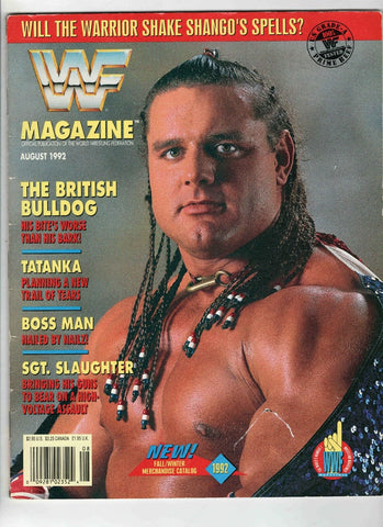 Aug 1992 WWF Magazine British Bulldog Tatanka Sgt Slaughter