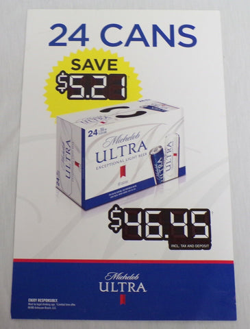 ORIGINAL Vintage Michelob Ultra 24 Pack Beer 11x17 Retailer Advertising Poster