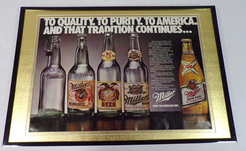 1985 Miller High Life Beer 12x18 Framed ORIGINAL Vintage Advertisin​g Display