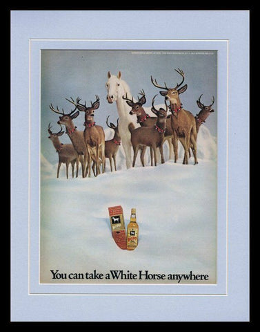 1973 White Horse Scotch Framed 11x14 ORIGINAL Vintage Advertisement