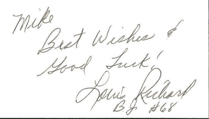 Louis Richard Signed Business Card NFL Back Judge