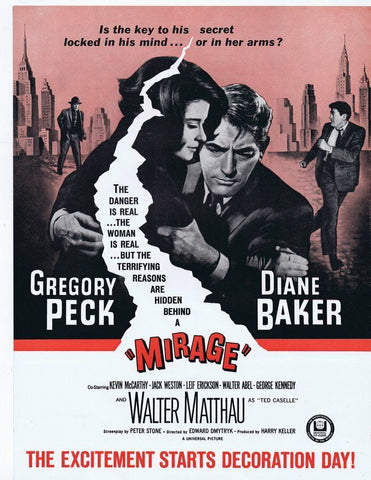 Mirage 1965 ORIGINAL Vintage 9x12 Industry Ad Gregory Peck Diane Baker