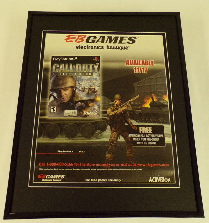 Call of Duty Finest Hour 2004 PS2 / EB Framed 11x14 ORIGINAL Advertisement