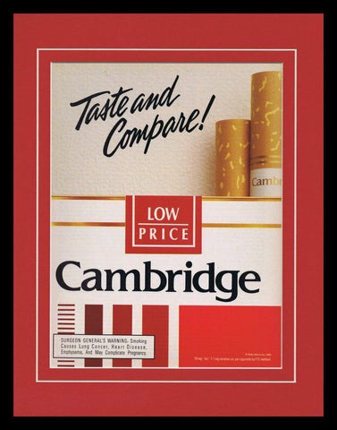 1989 Cambridge Cigarettes Framed 11x14 ORIGINAL Advertisement 