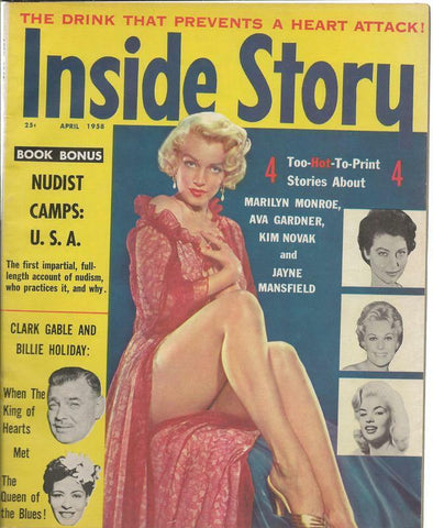 ORIGINAL Vintage 1958 Inside Story Magazine Marilyn Monroe Ava Gardner