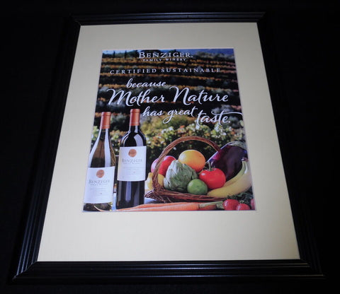 Benziger Winery 2013 Chardonnay 11x14 Framed ORIGINAL Vintage Advertisement 