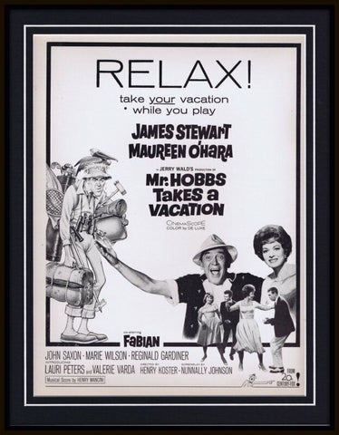 ORIGINAL 1962 Mr Hobbs Takes a Vacation J Stewart 11x14 Framed Advertisement  