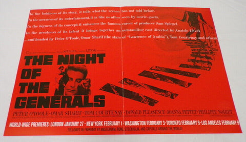 ORIGINAL 1967 Night of the Generals 12x18 Industry Ad Poster Peter O'Toole