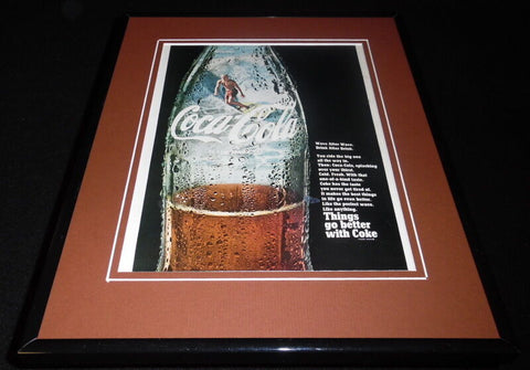 1965 Coca Cola Coke Surfing 11x14 Framed ORIGINAL Vintage Advertisement