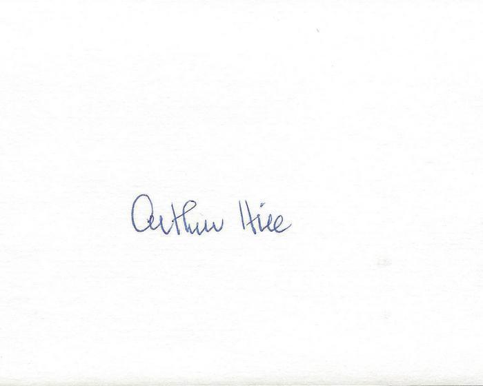 Arthur Hill Signed 3x5 Index Card 