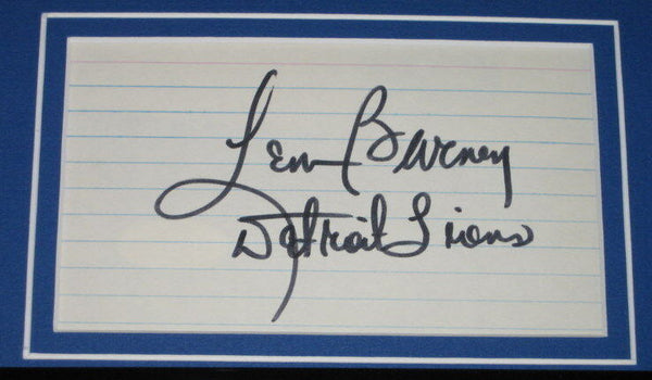 Lem Barney Signed Framed 11x14 Photo Display JSA Lions