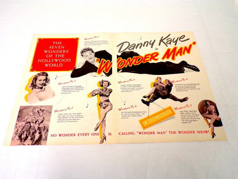 ORIGINAL Vintage 1945 Danny Kaye Wonder Man 12x18 Industry Ad Poster 