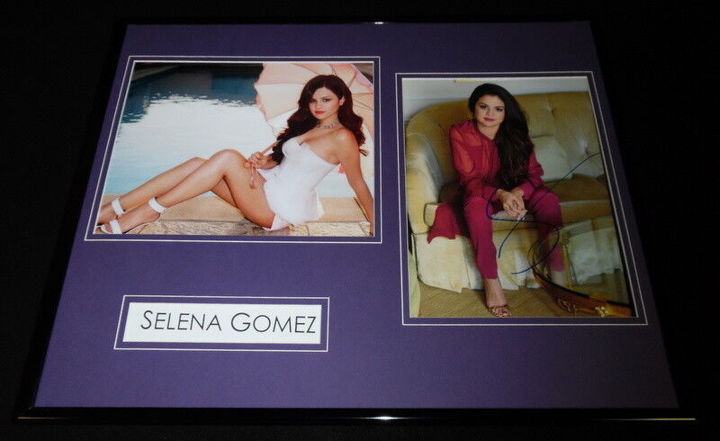 Selena Gomez Signed Framed 16x20 Heels Poolside Photo Set