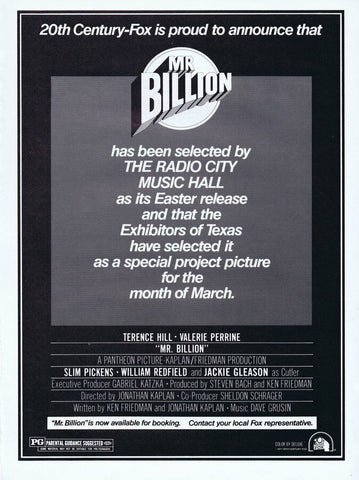 Mr Billion 1977 ORIGINAL Vintage 9x12 Industry Ad Slim Pickens Jackie Gleason