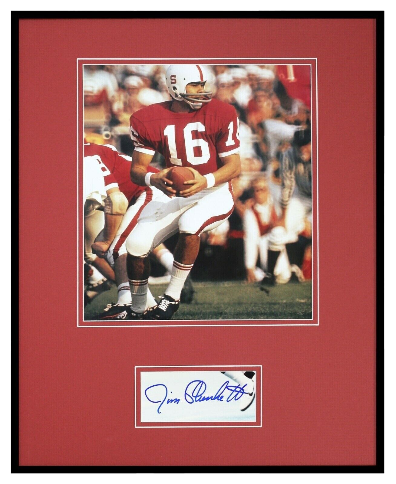 Jim Plunkett Signed Framed 16x20 Photo Display Stanford Raiders B