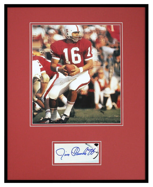 Jim Plunkett Signed Framed 16x20 Photo Display Stanford Raiders B