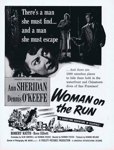 1950 Woman on the Run ORIGINAL Vintage 9x12 Industry Ad Ann Sheridan