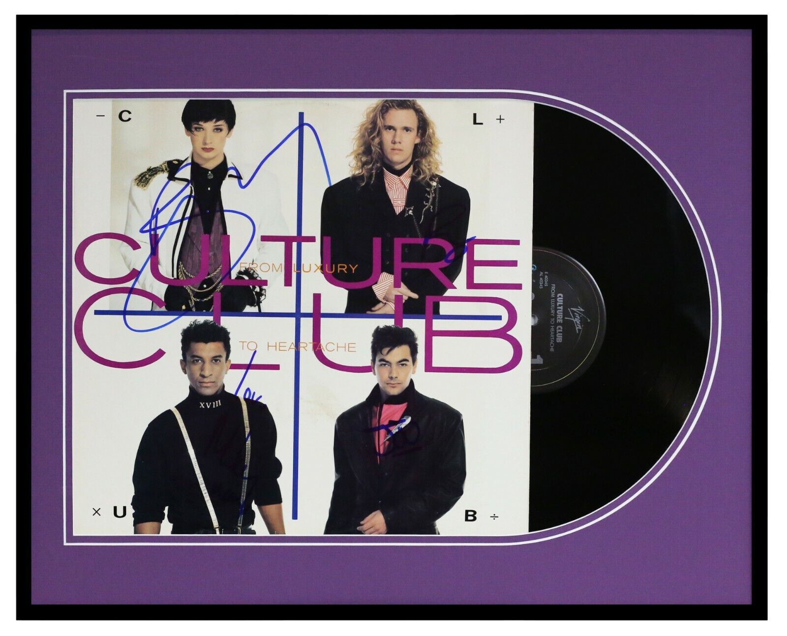 Culture Club Group Signed Framed 1986 From Luxury to Heartache Album Display