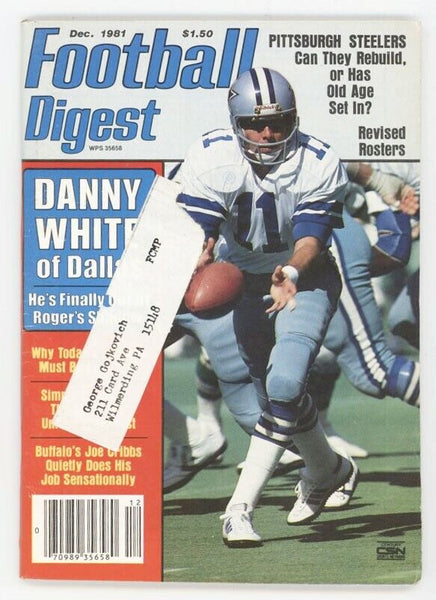 VINTAGE Dec 1981 Football Digest Magazine Danny White Cowboys