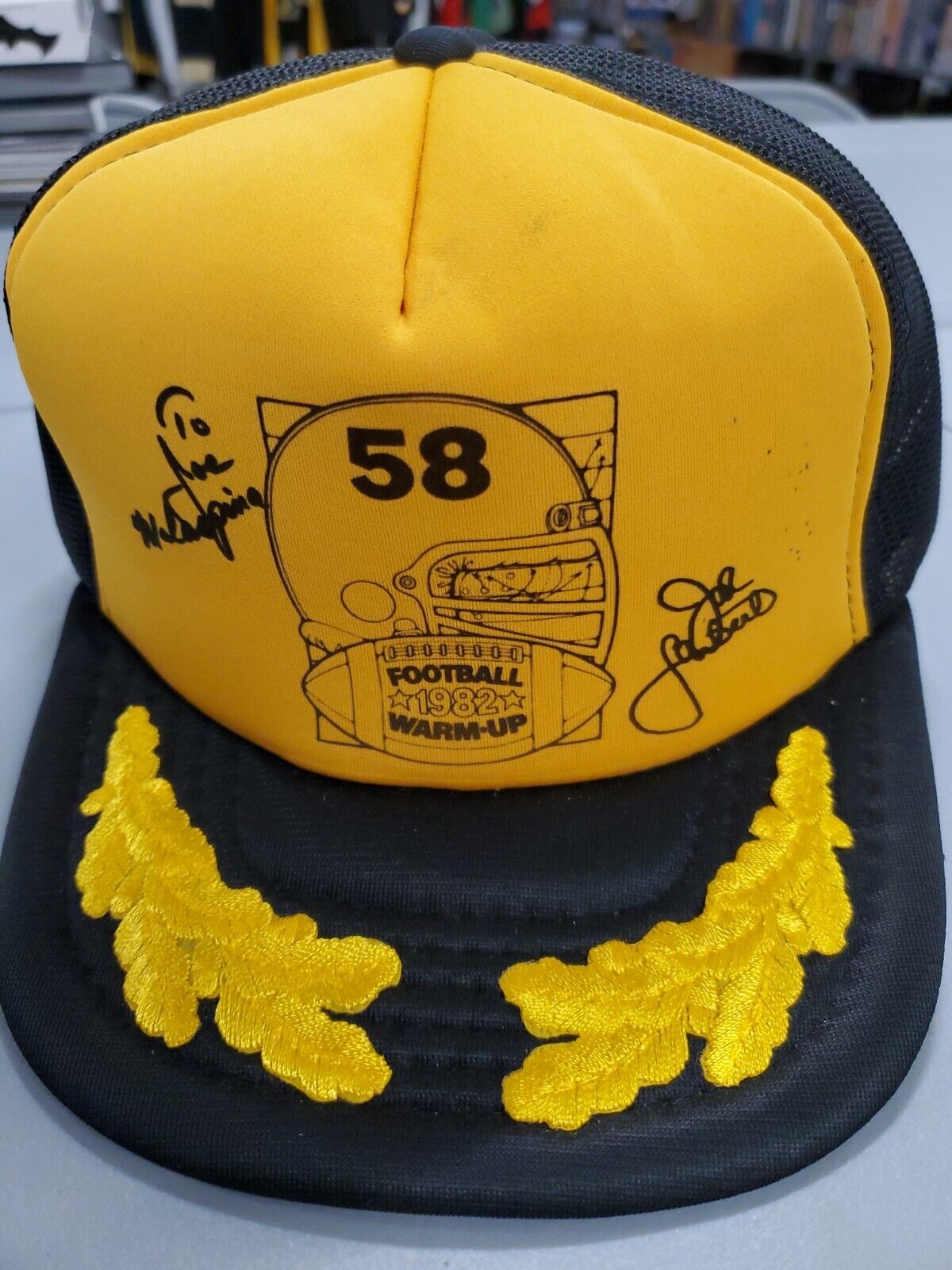 Jack Lambert Signed Vintage 1982 Football Steeler Event Warm Up Trucker Hat