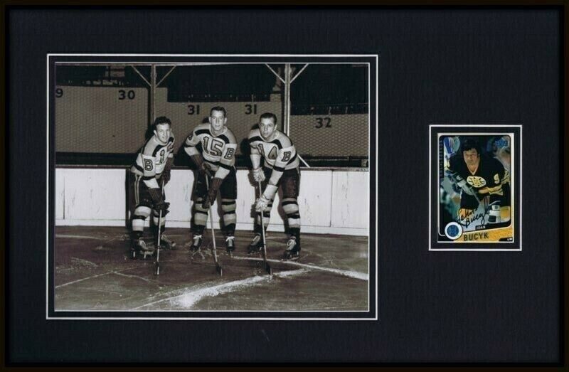 John Johnny Bucyk Signed Framed 11x17 Photo Display Bruins