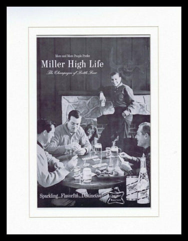 1966 Miller High Life Beer / Poker Framed 11x14 ORIGINAL Vintage Advertisement 