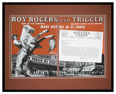 ORIGINAL Vintage 1943 Roy Rogers + Trigger 16x20 Framed Industry Ad 