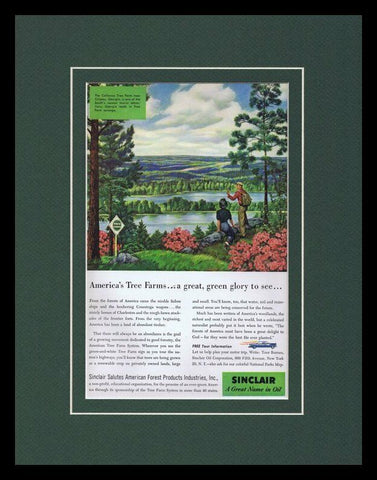 1960s Sinclair Oil / Tree Farm Framed 11x14 ORIGINAL Vintage Advertisement 