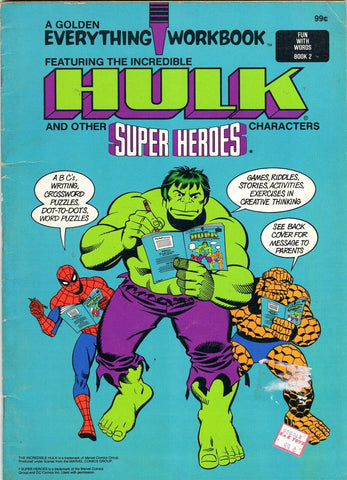 Marvel Hulk Everything Workbook ORIGINAL Vintage 1980 Golden Book 33% Completed