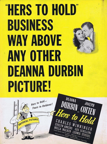 Hers to Hold 1943 WWII Era ORIGINAL Vintage 9x12 Industry Ad Deanna Durbin