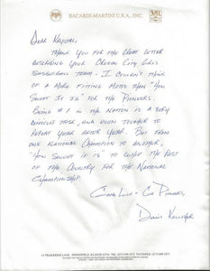 Dennis Kelleher Signed Handwritten Letter Miami Hurricanes