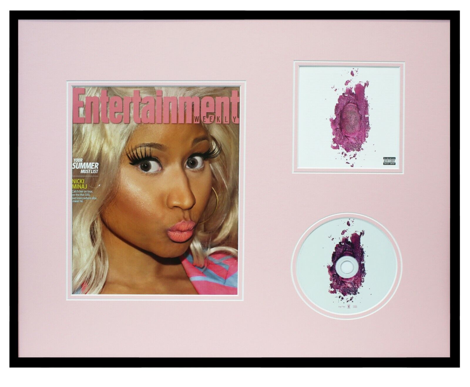 Nicki Minaj Framed 16x20 Pinkprint CD & Entertainment Weekly Cover Display