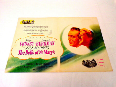 ORIGINAL Vintage 1945 The Bells of St Mary's 12x18 Industry Ad Poster Bing 