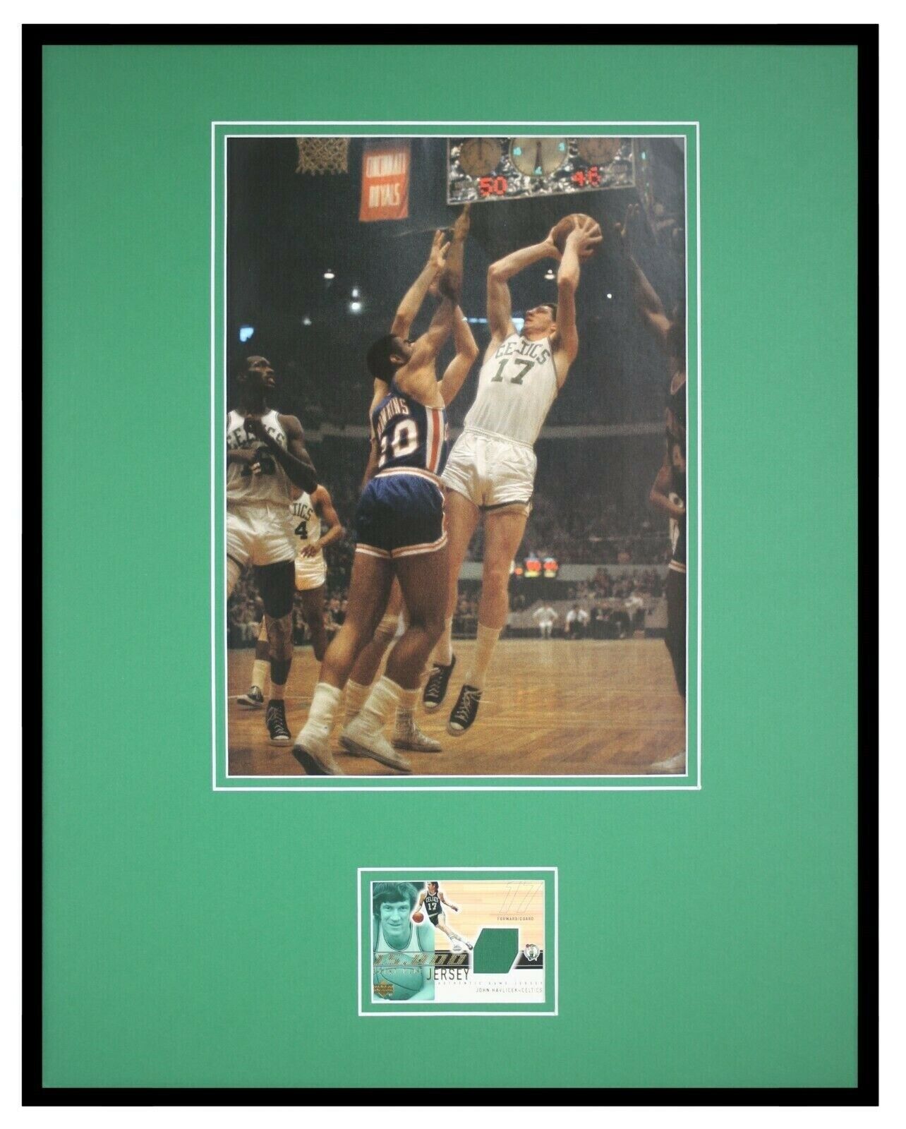 John Havlicek 16x20 Framed Game Used Jersey & Photo Display Celtics 