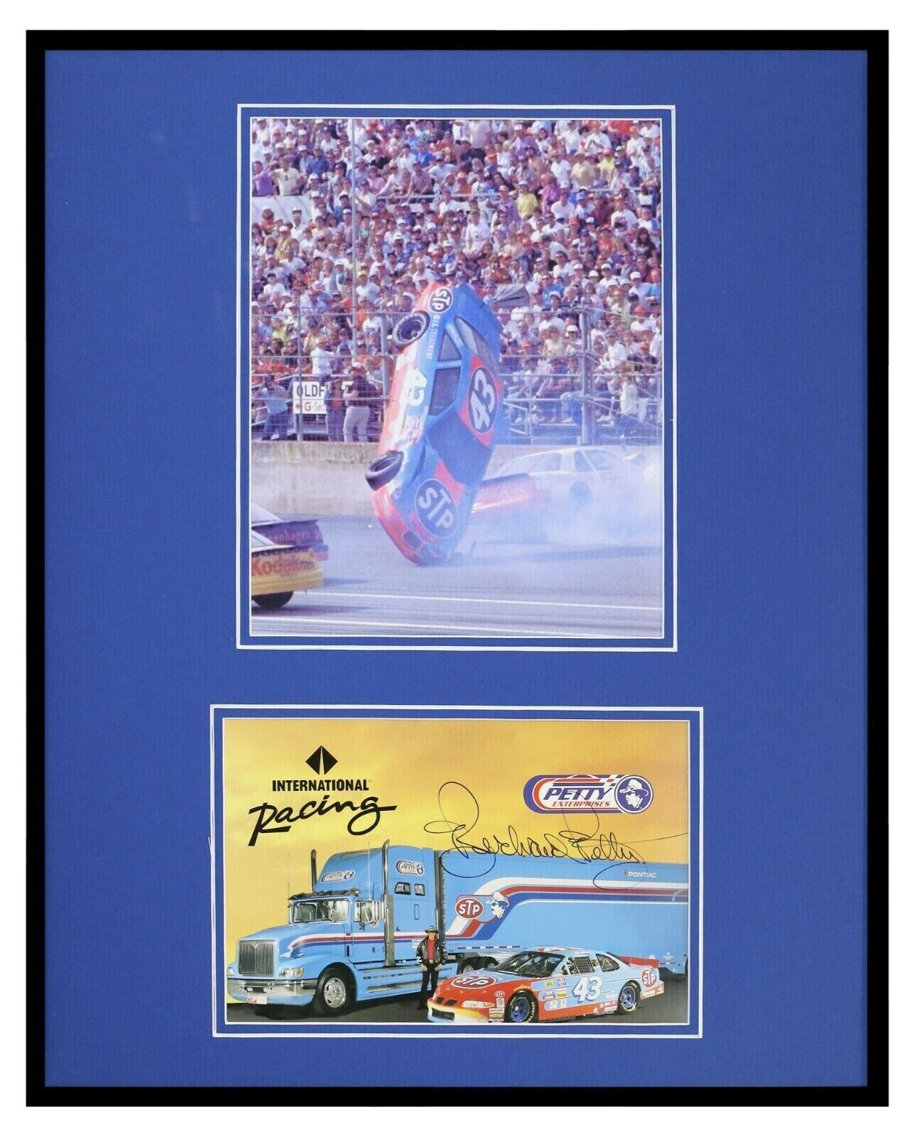 Richard Petty Signed Framed 16x20 Crash Photo Set JSA