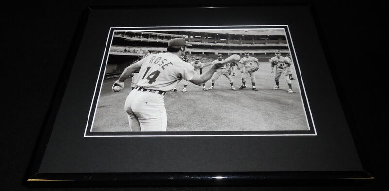 Pete Rose Johnny Bench Pepper Game Framed 11x14 Photo Display Reds