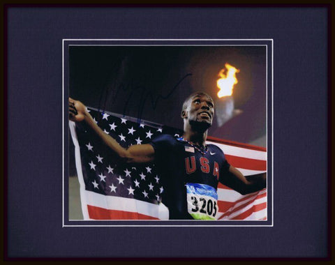 Lashawn Merritt Signed Framed 11x14 Photo Display 2008 Beijing Olympics 